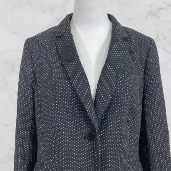 Talbots Womens Wool Blend Polka Dot Two Buttons Blazer Jacket Sz 14 Black/White - Picture 3 of 10